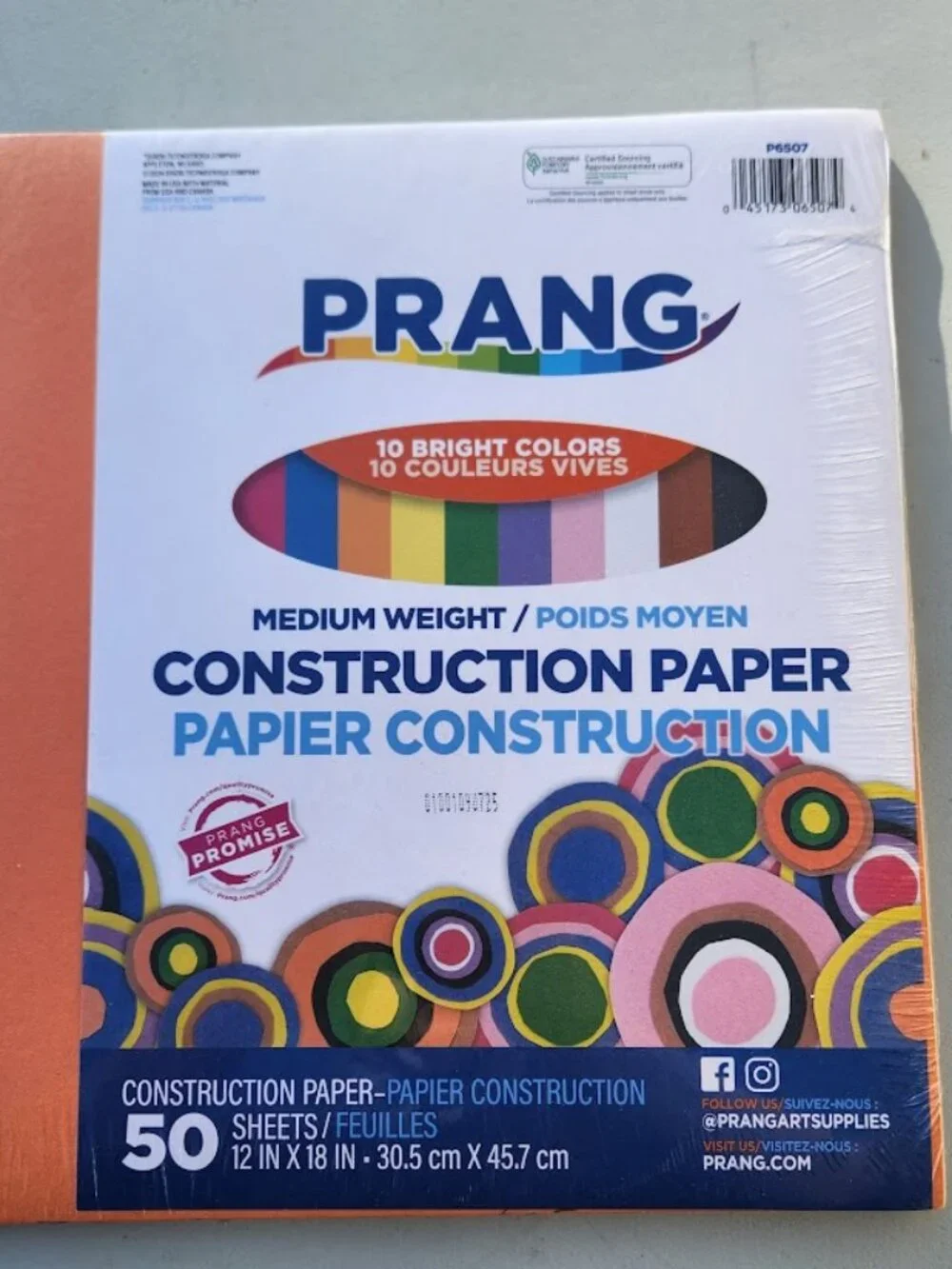 NEW Prang 10 Colors Construction Paper Medium Weight 50 Sheets 12